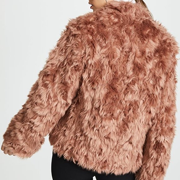 Vince. Faux  Fur Plush Jacket Pink Umber - Picture 3 of 3